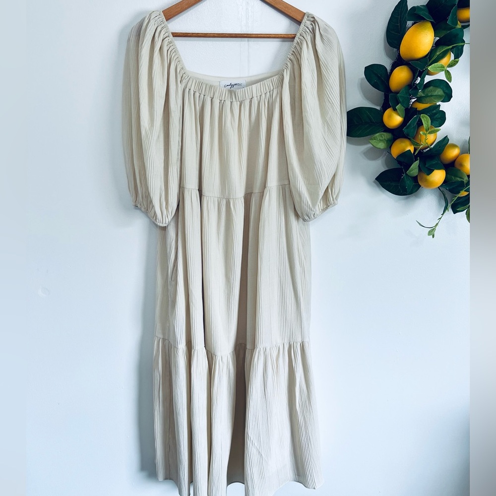 CJLA • square neck midi dress